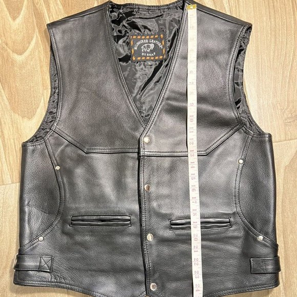 Men's Milwaukee Leather By Shaf, Black, Leather Snap Front Vest Size: Large - Picture 2 of 11